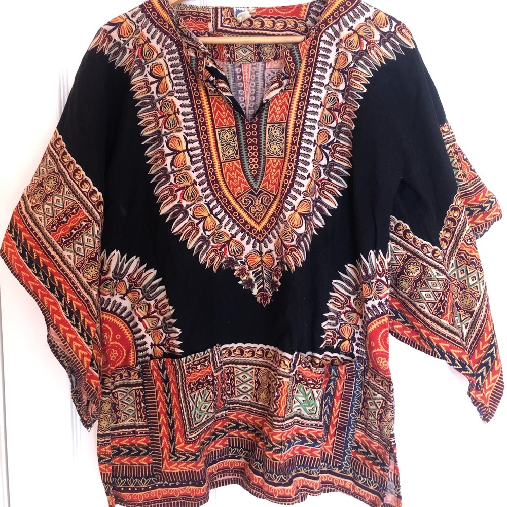 Black and Orange Dashiki Tunic